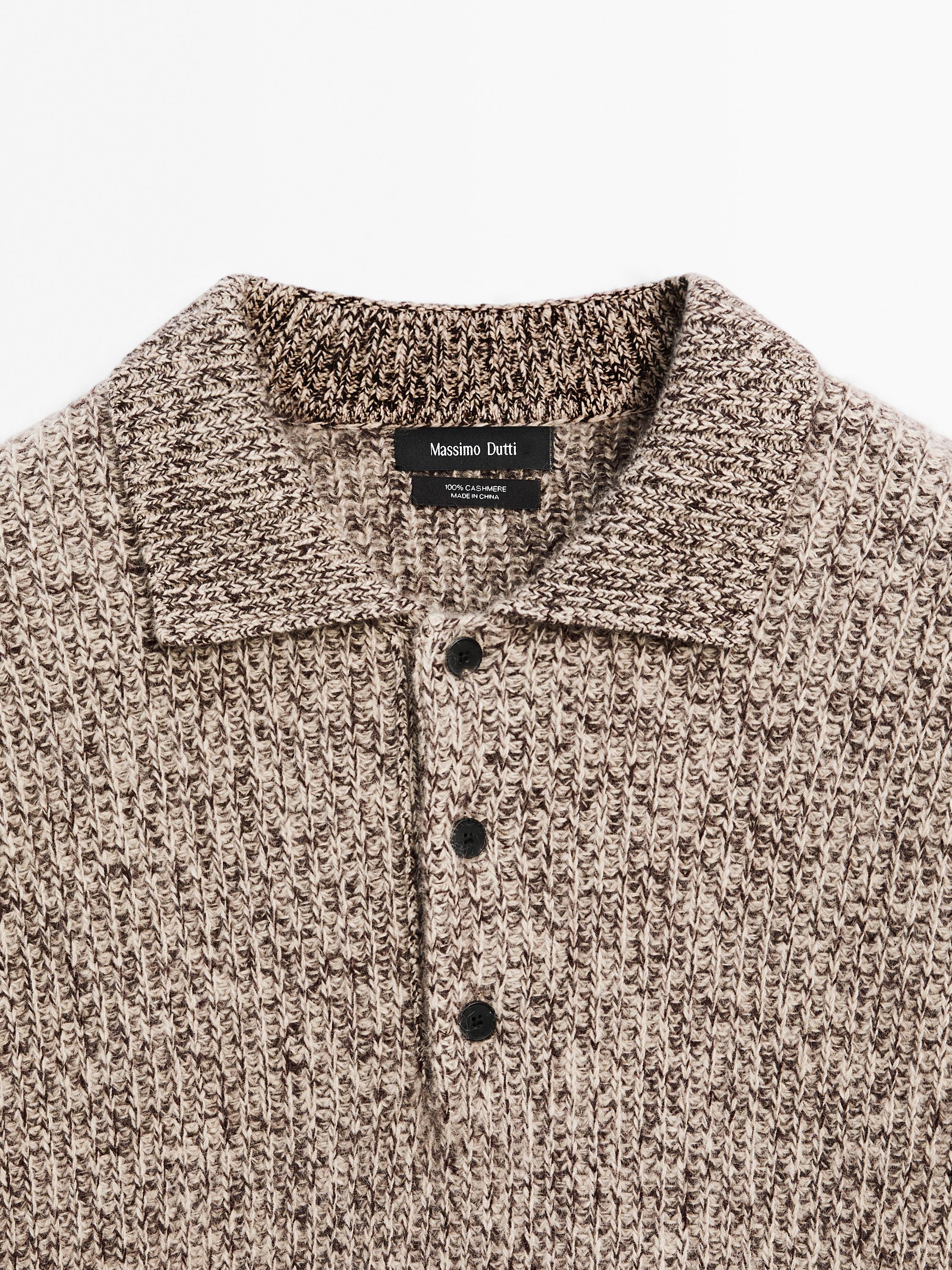 Pull polo en maille 100 % cachemire