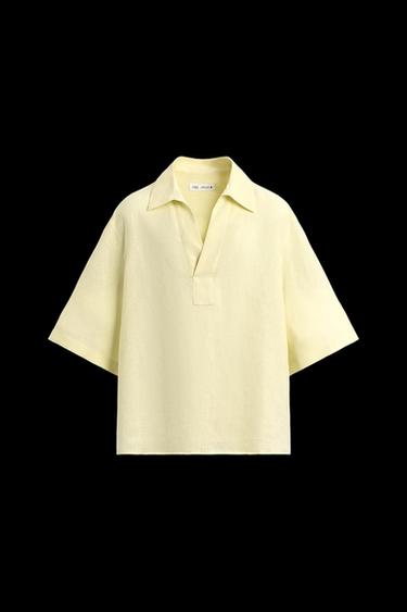 100% LINEN POLO SHIRT - Mustard by Zara - Image 0