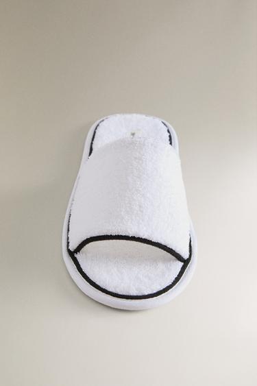 TERRY SLIDERS WITH PIPING - White by Zara - Image 4