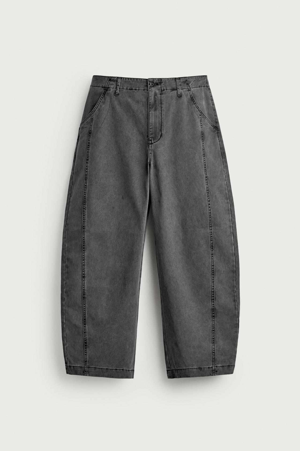 SEAMED BALLOON FIT PANTS — Black