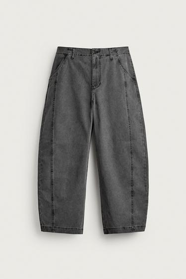 SEAMED BALLOON FIT PANTS — Black 1