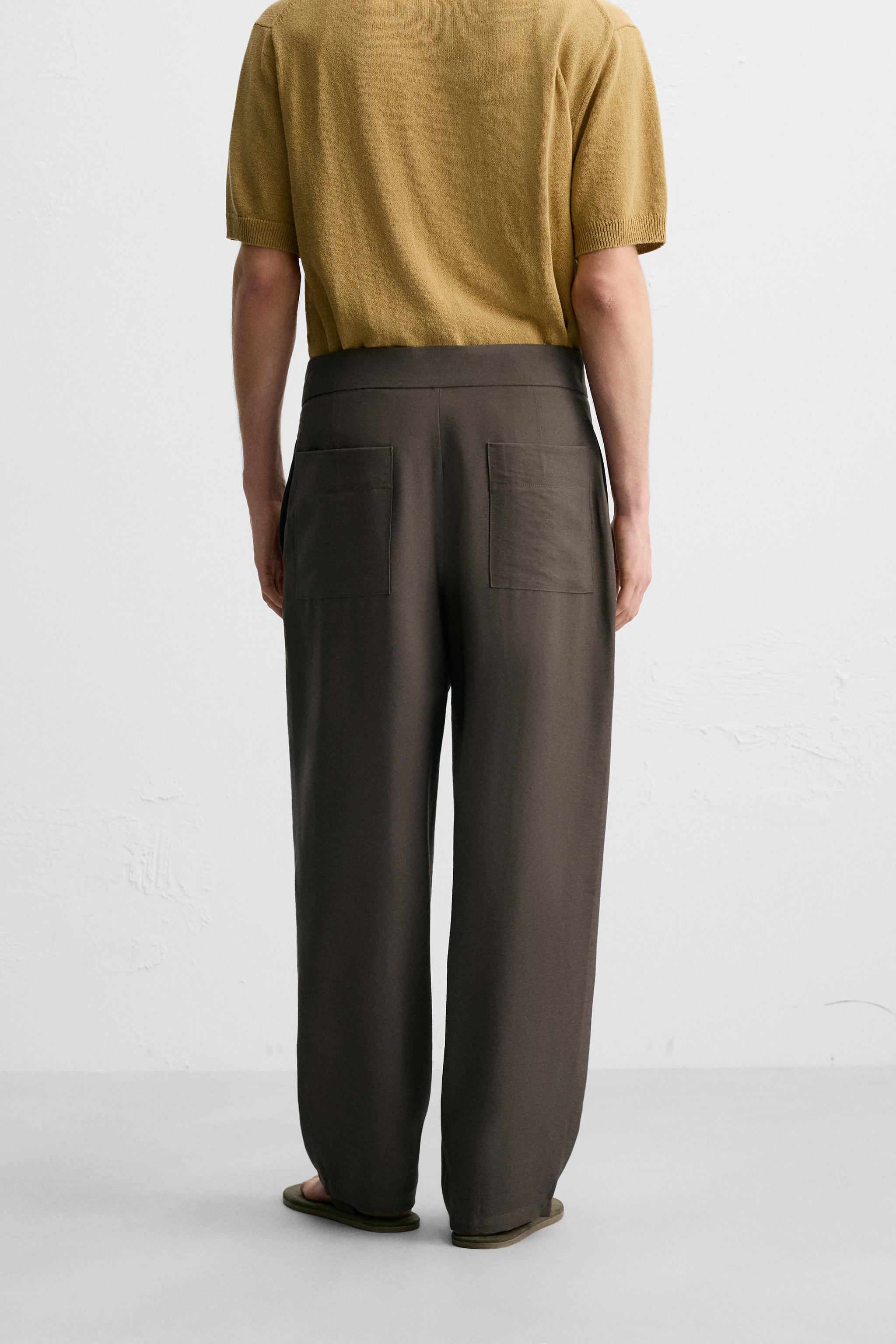 FLOWY DRAWSTRING PANTS - Chocolate | ZARA Canada FLOWY DRAWSTRING PANTS - Chocolate | ZARA Canada