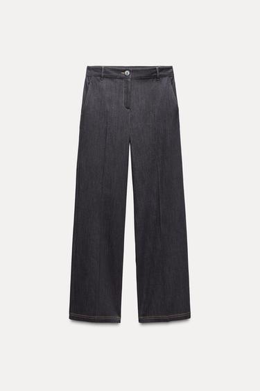 PANTALÓN BOOTCUT PESPUNTES COMBINADOS - Índigo de Zara