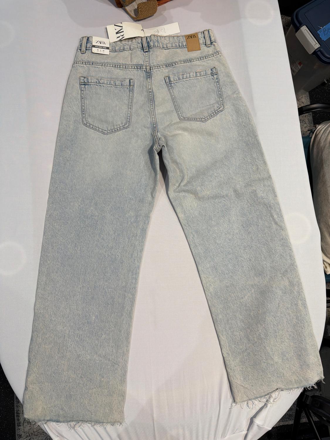 FOLDED HEM, DISTRESSED JEANS, WIDE LEG - Image 2