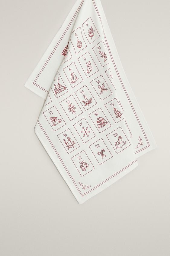 Zara CHRISTMAS ADVENT CALENDAR KITCHEN TOWEL - 紅色 - 圖片 0