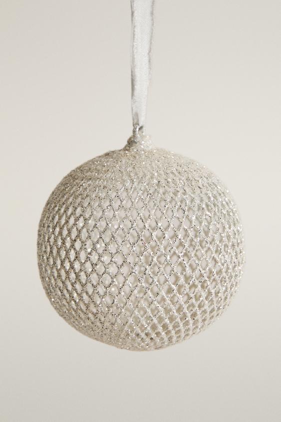 GLITTER MESH CHRISTMAS TREE BAUBLE - Silver by Zara - Image 0