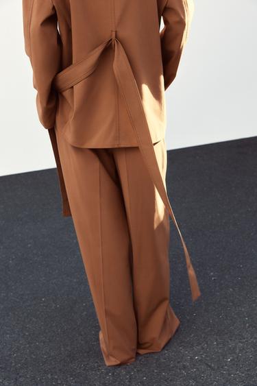 OVERSIZE BELTED BLAZER - Caramel by Zara - Image 3