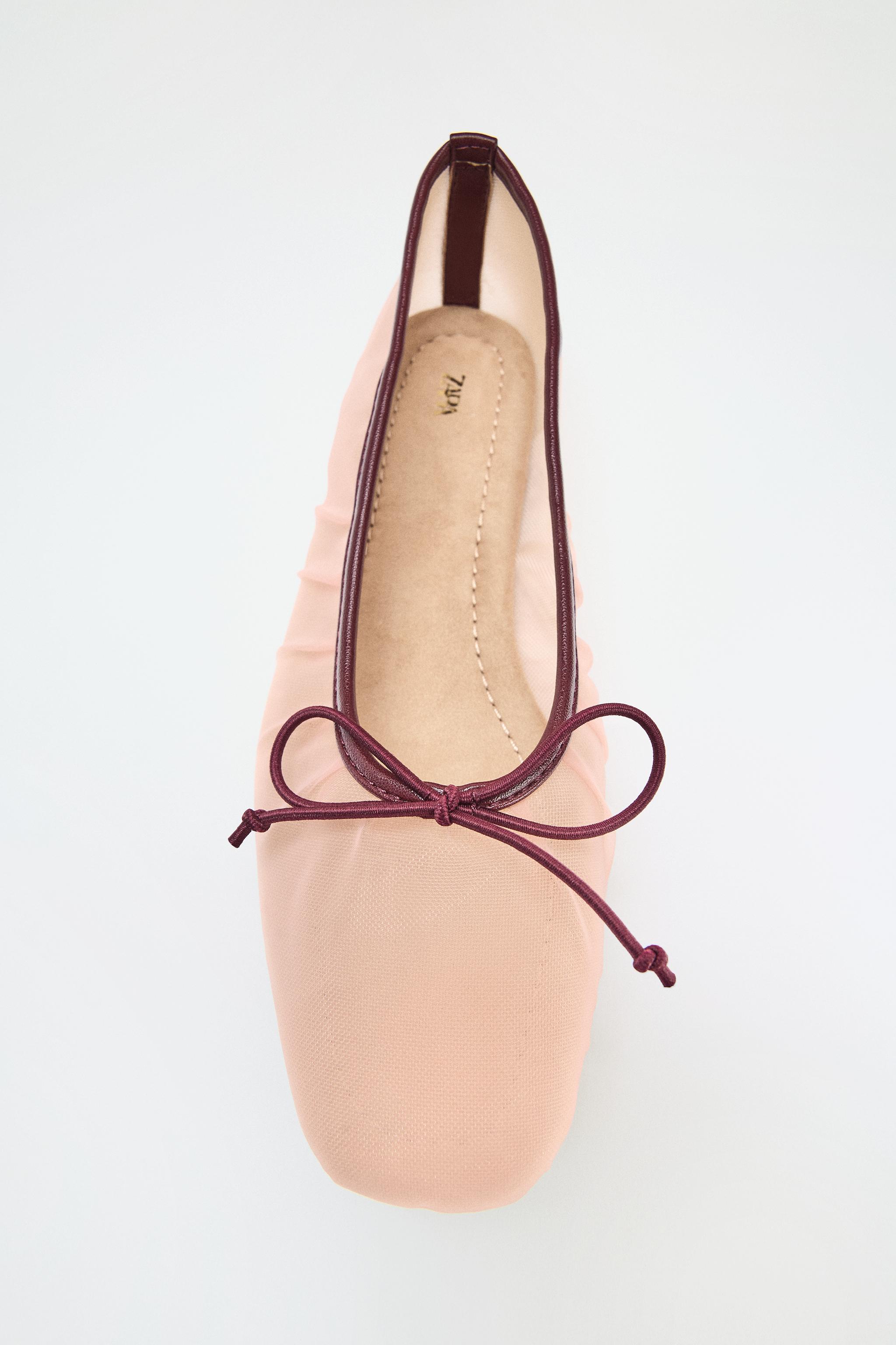 MESH BALLERINA FLATS WITH BOW