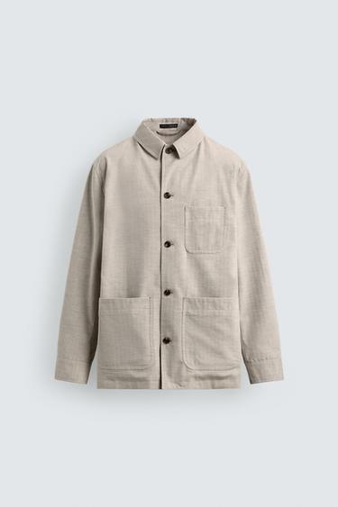 КУРТКА КЛАССИЧЕСКОГО КРОЯ ИЗ ТКАНИ В ЁЛОЧКУ — БЕЖЕВЫЙ от Zara