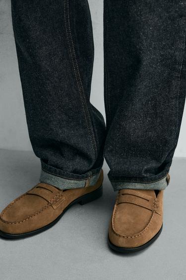 LEATHER PENNY LOAFERS - Taupe Grey by Zara - Image 2