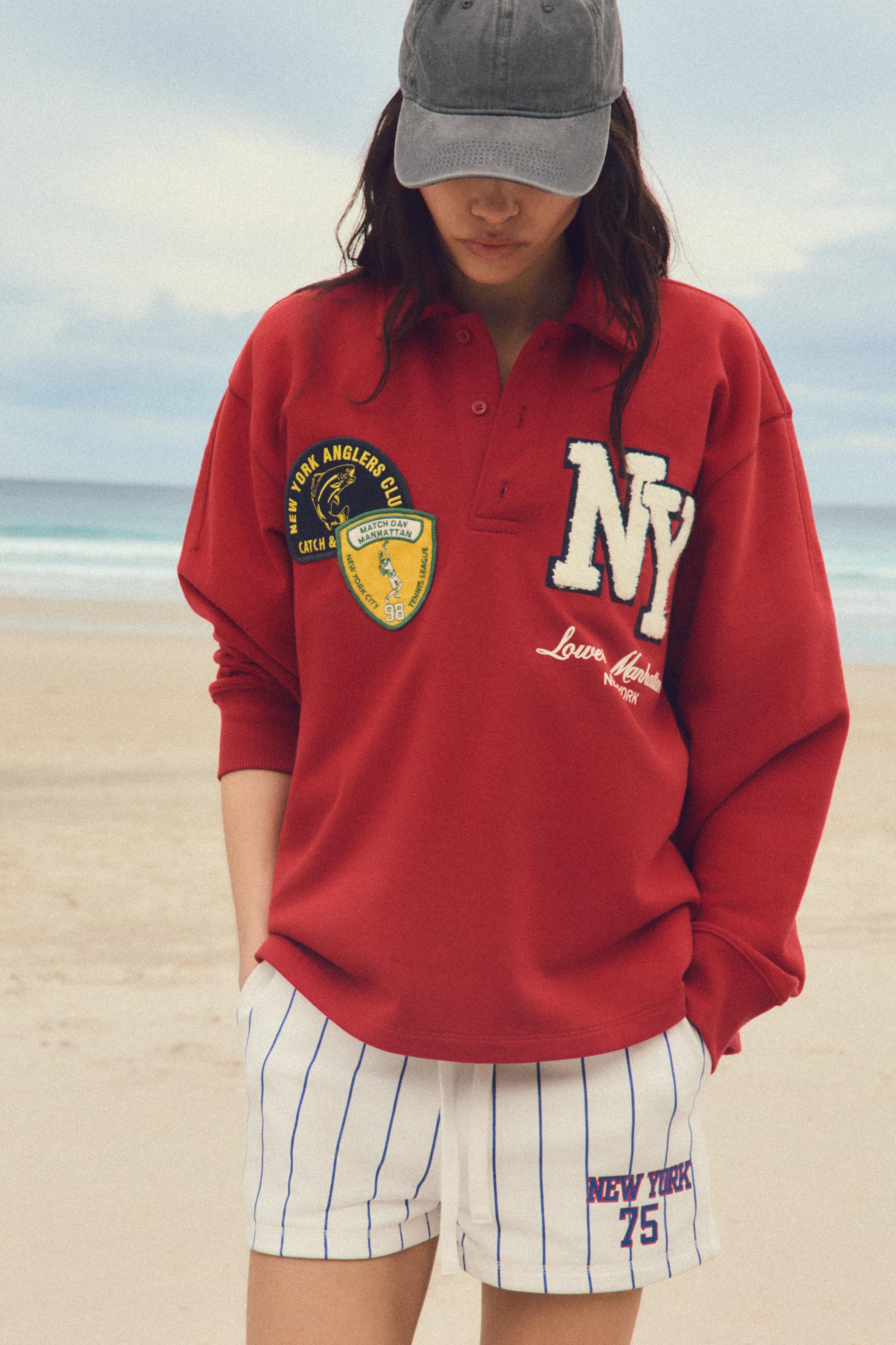 PATCH POLO SWEATSHIRT - Red | ZARA United States