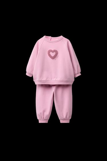 CONJUNTO SUDADERA Y PANTALÓN JOGGER BORDADO RIZO - Rosa de Zara - Imagen 0