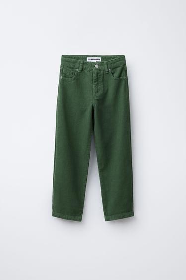 BENSIMON ® X ZARA STRAIGHT CORDUROY TROUSERS - Green by Zara