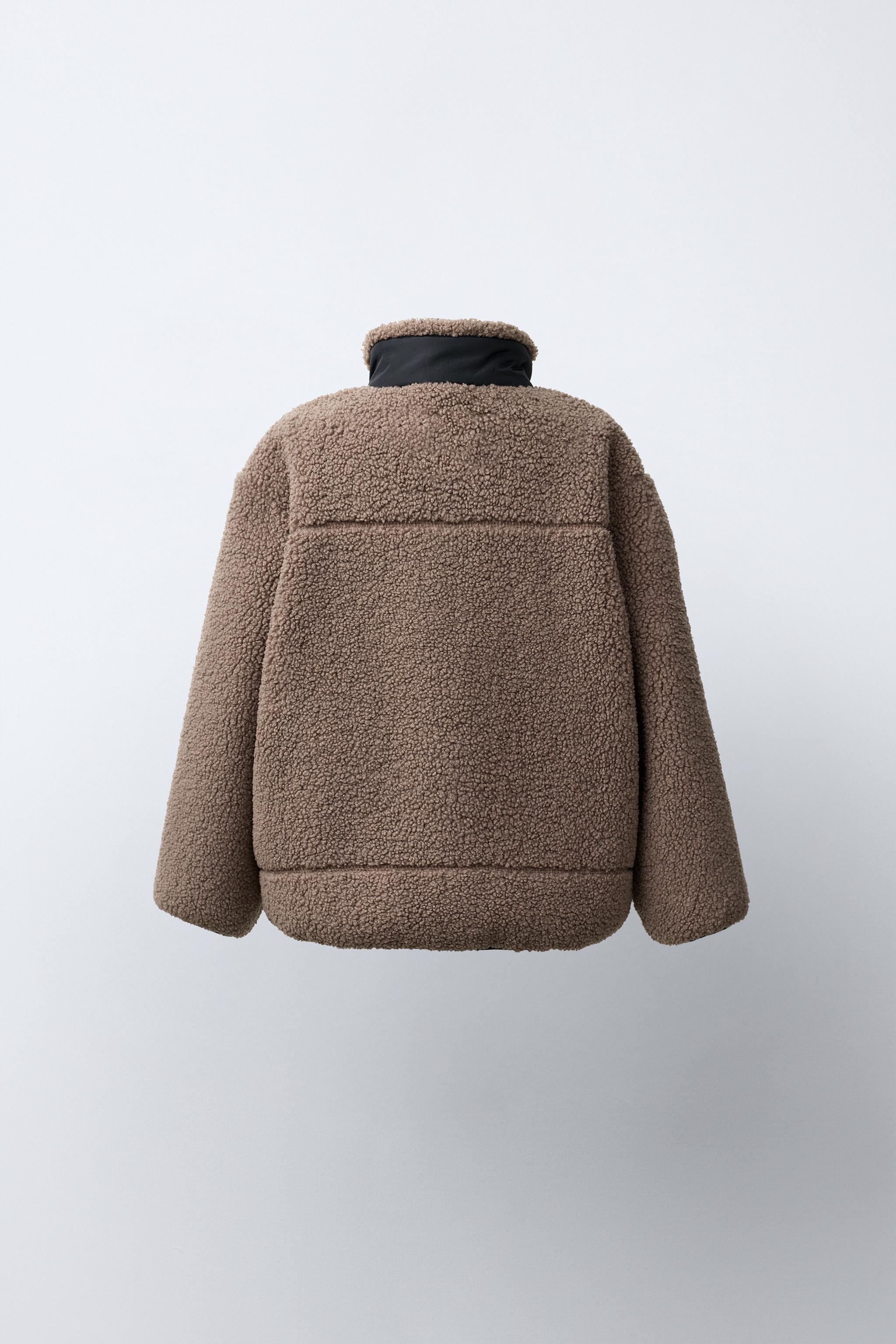 BLOUSON EFFET MOUTON CONTRASTANT
