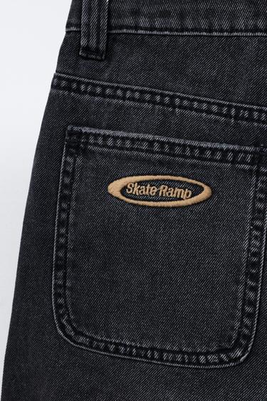 WIDE FIT DENIM BERMUDA SHORTS - Black by Zara - Image 3