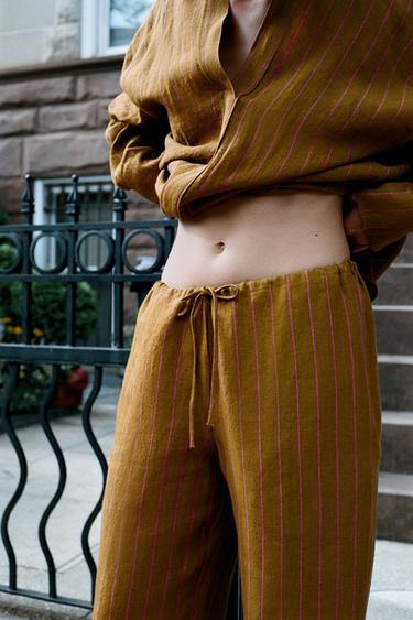 PANTALÓN RAYAS 100% LINO - rayas de Zara