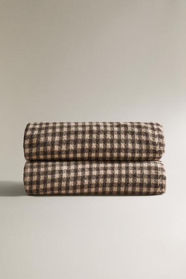 CHECK THROW WITH FRINGING - Dark grey by Zara - Image 1