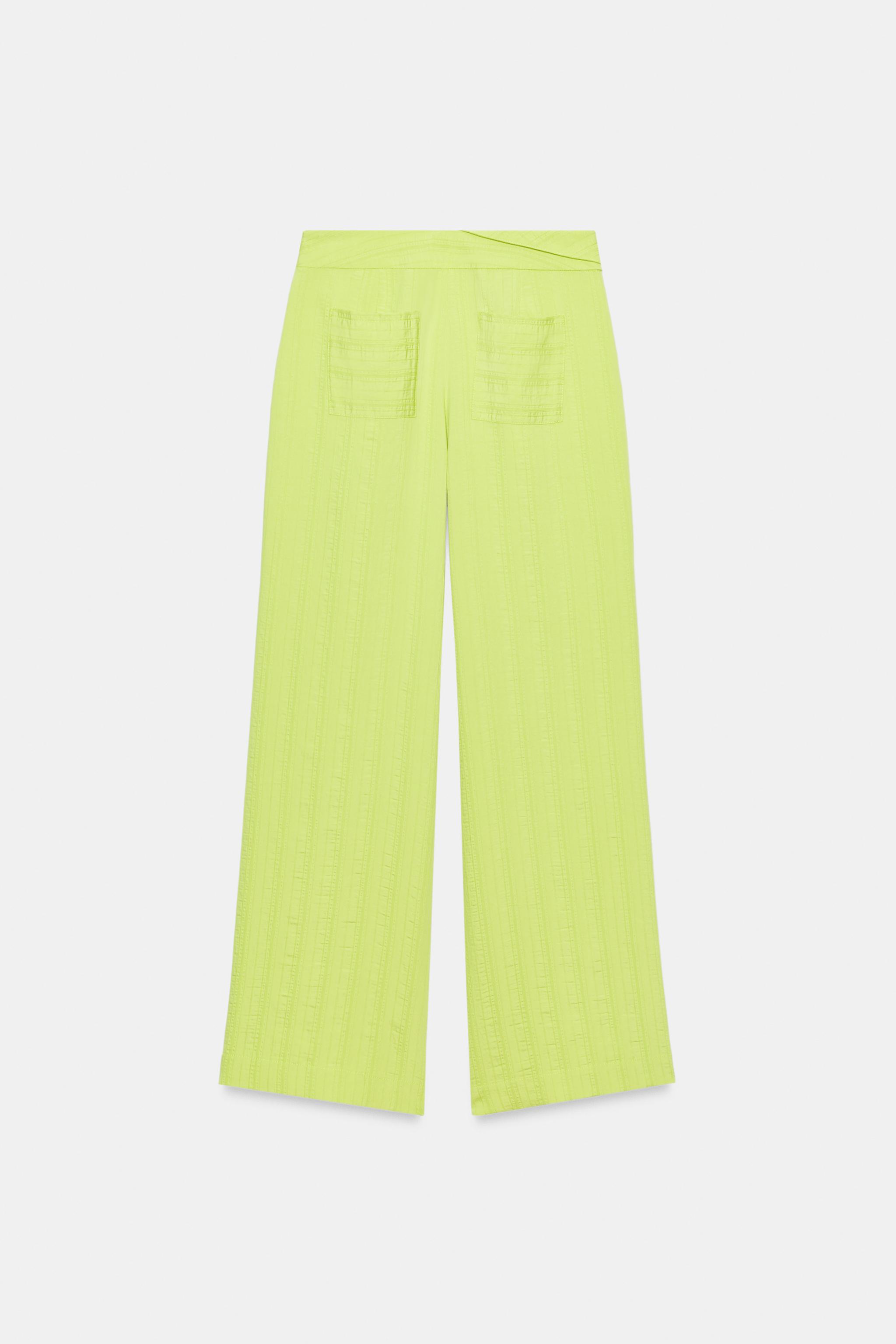 HIGH-WAISTED WIDE LEG PANTS WITH FLAP - Green | ZARA United States