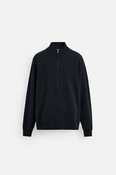 MOCK NECK CARDIGAN WITH ZIP - Navy blue by Zara - Image 6