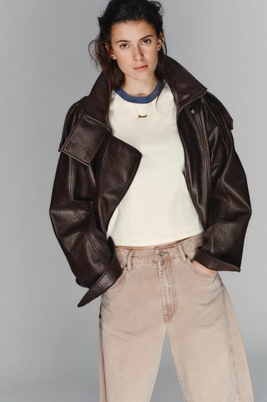 TRF MID-WAIST BAGGY BALLOON JEANS - Faded pink by Zara