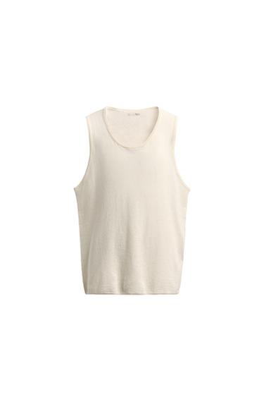 CAMISETA TANK PUNTO LINO - ALGODÓN - Crudo de Zara
