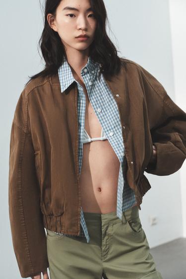 جاكيت بومبر مبطن - بني by Zara