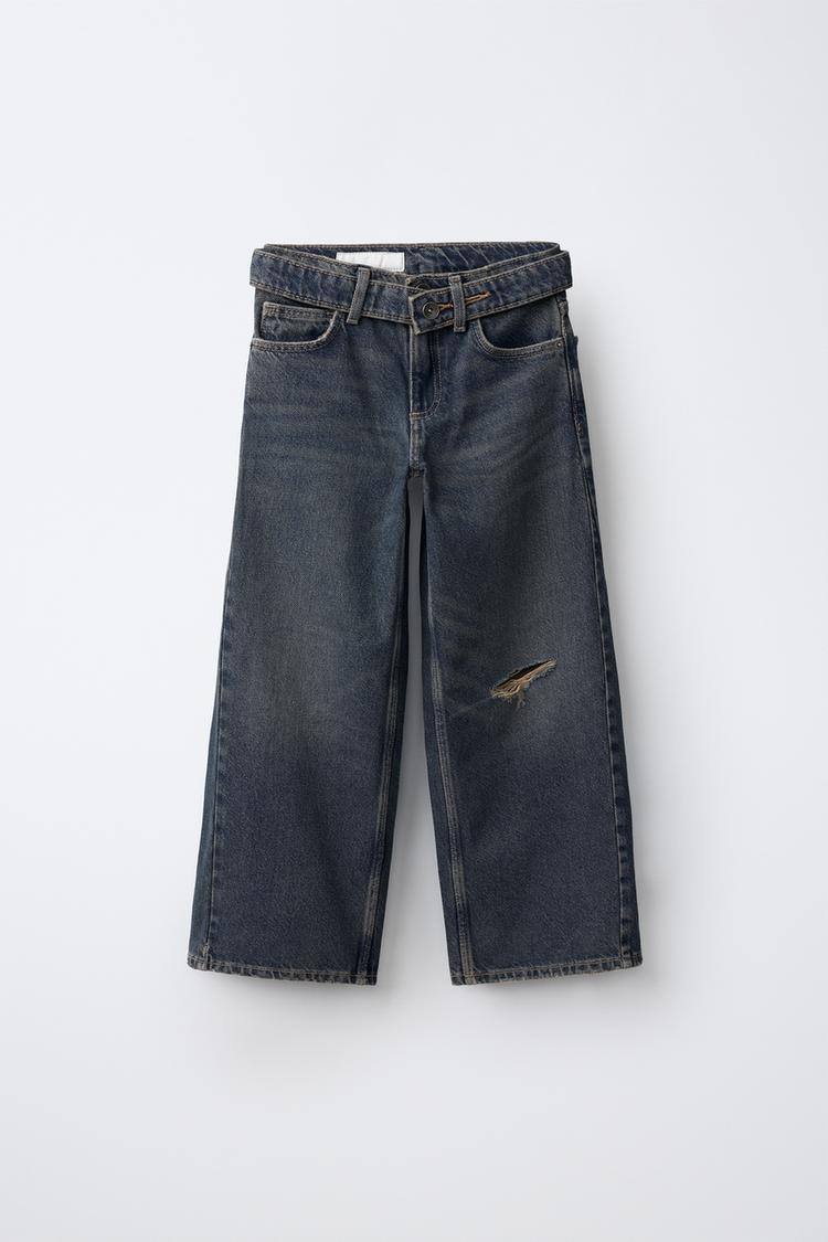 Jeans wide leg cinturon