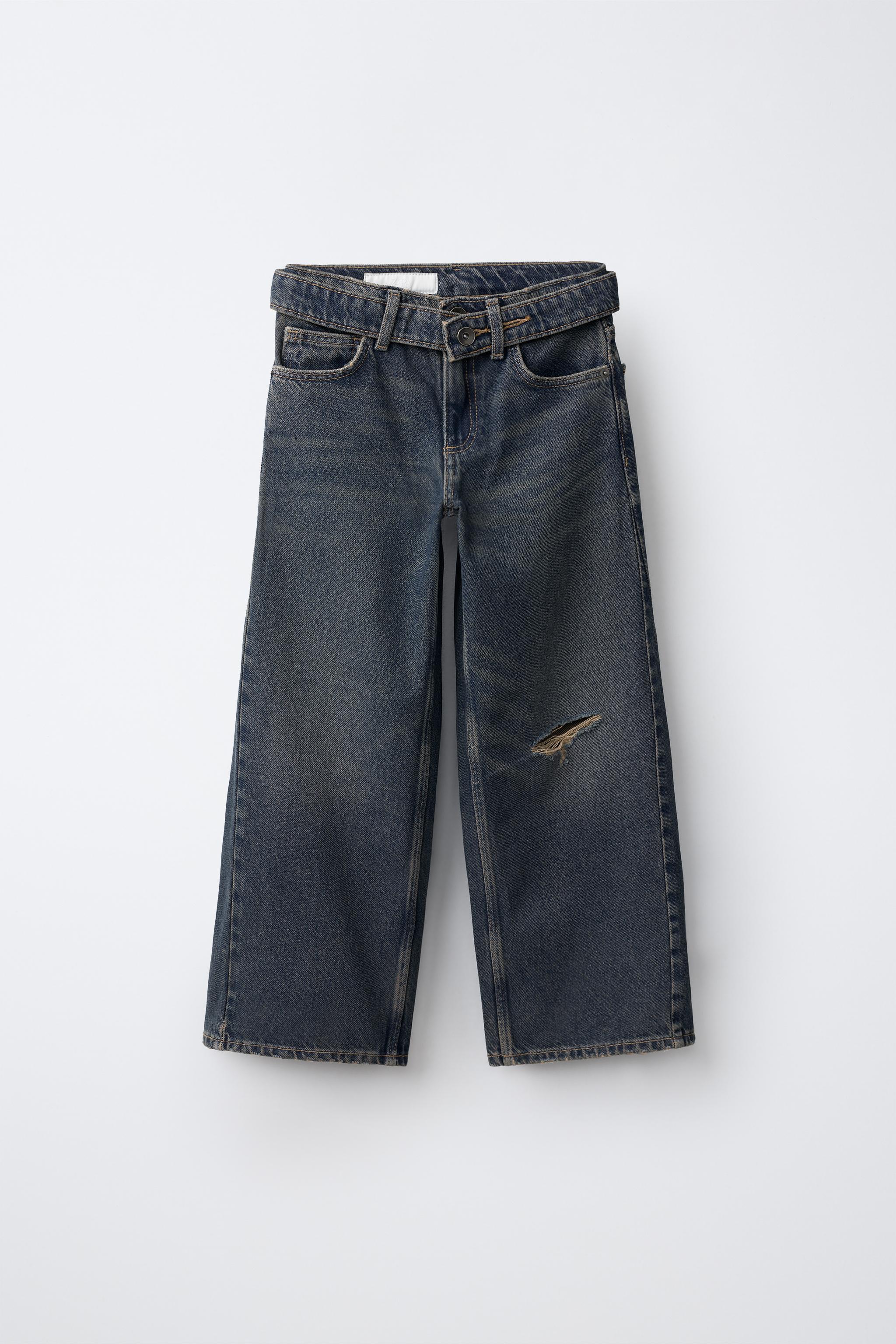 JEAN À JAMBES LARGES AVEC CEINTURE
