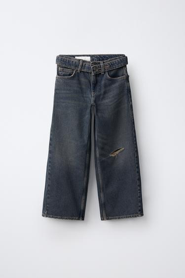WIDE-LEG JEANS WITH BELT — Blue 2