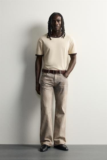 VINTAGE-EFFECT LOW-RISE BOOT-CUT JEANS - Light grey by Zara