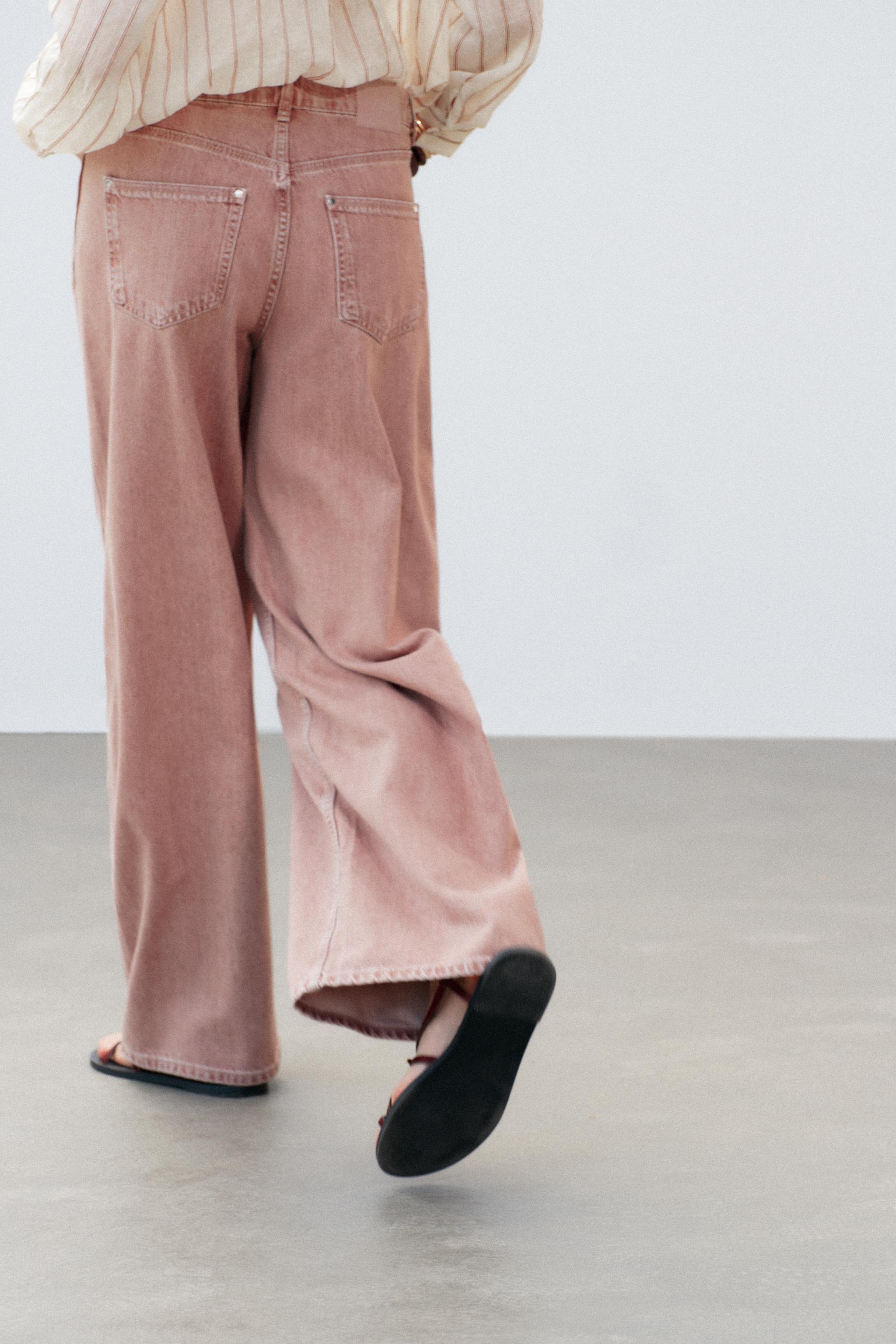 ZARA Z1975 WIDE-LEG ミッドライズ デニムパンツ 1889/055 Z1975 WIDE-LEG ミッドライズ デニムパンツ - ペールピンク