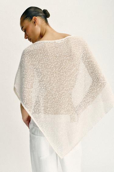 ASYMMETRIC METALLIC THREAD CAPE - Ecru by Zara