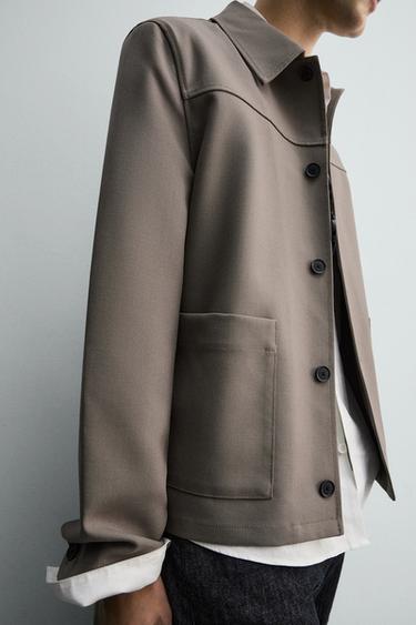 RELAXED FIT OVERSHIRT WITH POCKETS - Mink by Zara - Image 6