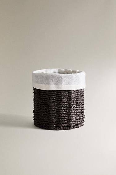ROUND HAMPER WITH LINEN LINING - Brown by Zara - Image 0