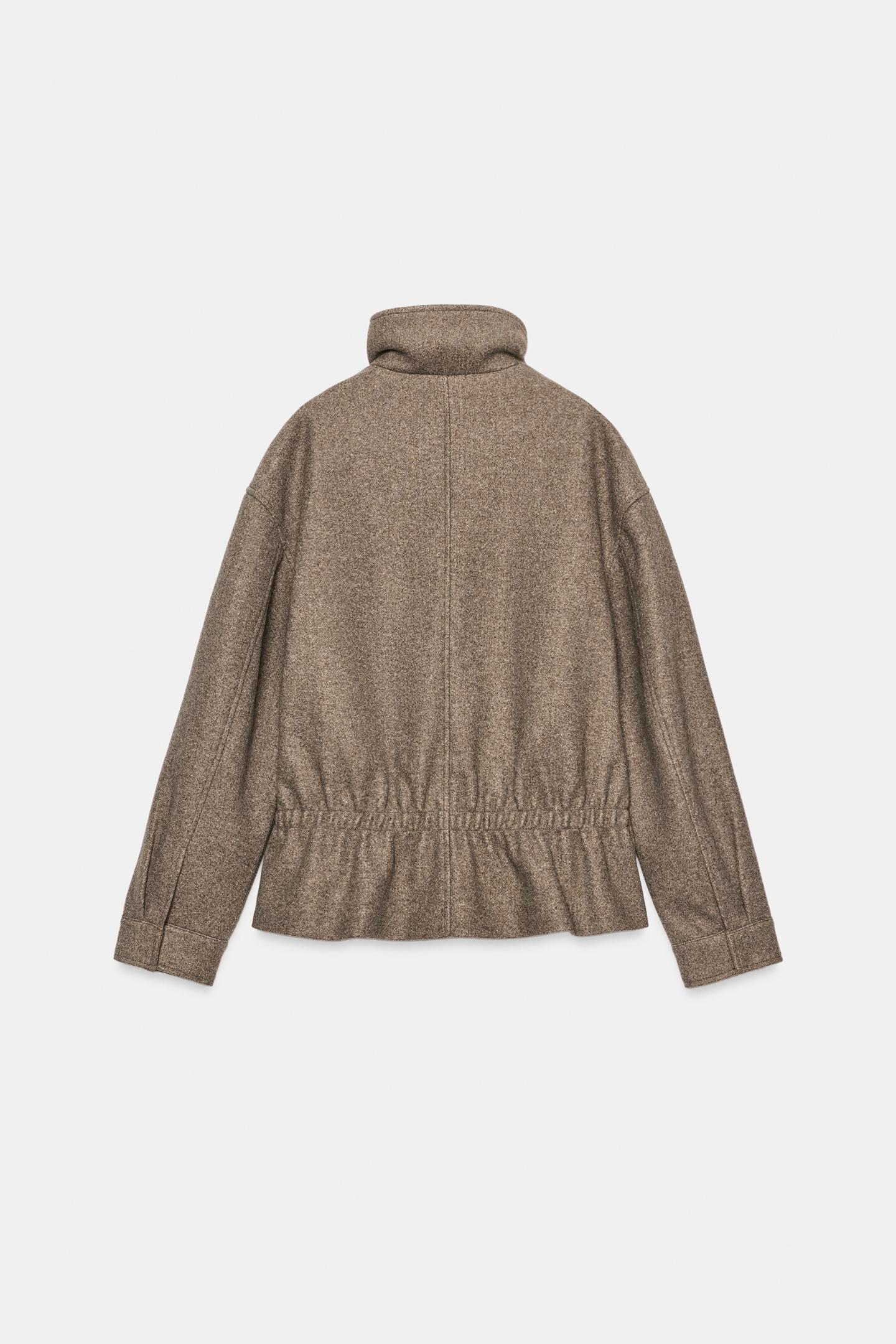 Женская куртка Zara Soft High Neck Gathered, цвет: Коричневый — фото 8