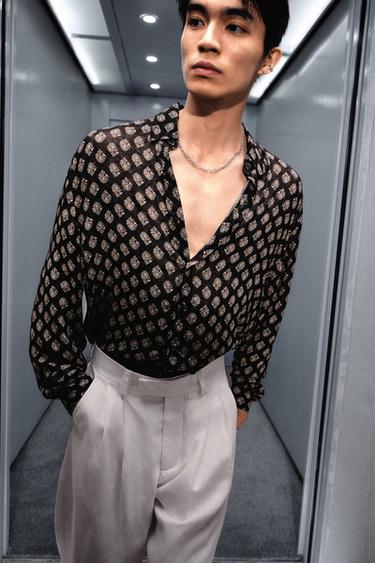 FLOWING GEOMETRIC PRINT SHIRT - Brown by Zara