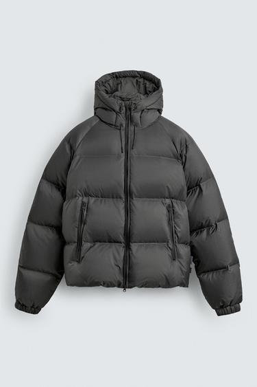 100% ŪDENSNECAURLAIDĪGA JAKA AR PILDĪJUMU NO DABĪGĀM SPALVĀM - khaki no Zara