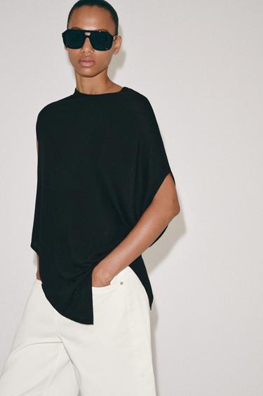 ASYMMETRIC KNIT TOP - Black by Zara