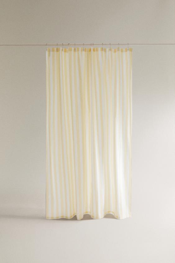 STRIPED SHOWER CURTAIN - yellow by Zara - Image 0