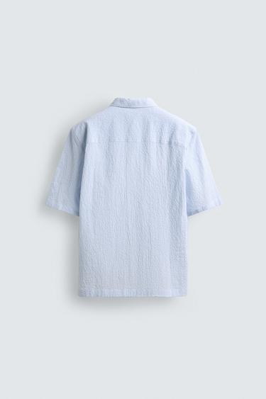 CHEMISE À CARREAUX TEXTURÉE - Bleu / Blanc de Zara - Image 7