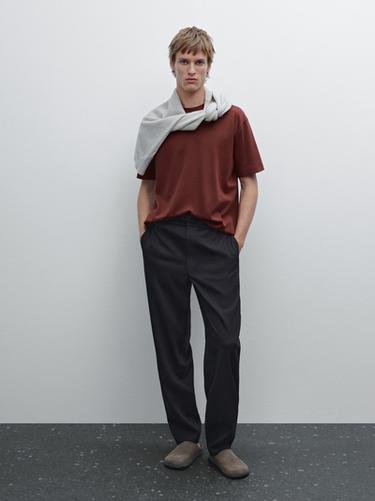Zara 100% cotton medium weight T-shirt - Maroon