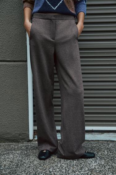 STRAIGHT-LEG HIGH-WAIST TROUSERS - brown vigore by Zara