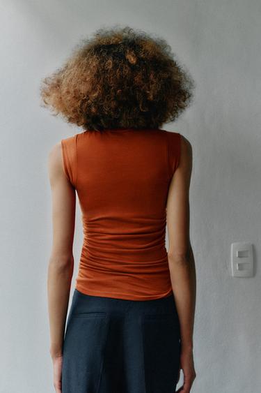 SIDE GATHERED TOP - Burnt orange by Zara - Image 5
