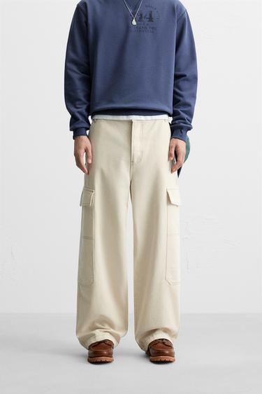 WIDE-LEG CARGO TROUSERS - Light beige by Zara