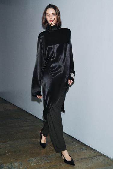 ZW COLLECTION ASYMMETRIC LONG BLOUSE - Black by Zara