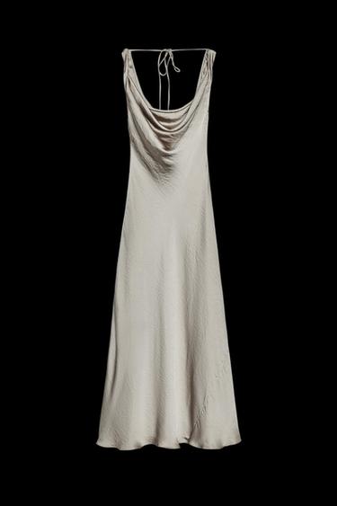 Zara ZW COLLECTION SATIN LONG DRESS - Soft gold