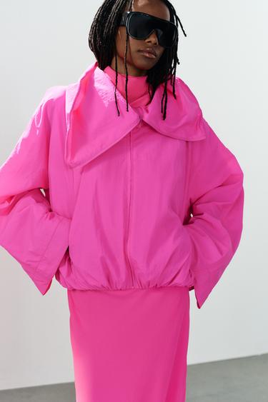 TECHNICAL FABRIC HIGH-COLLAR JACKET - Neon pink by Zara