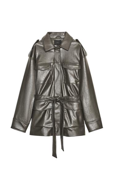 FAUX LEATHER JACKET WITH POCKETS