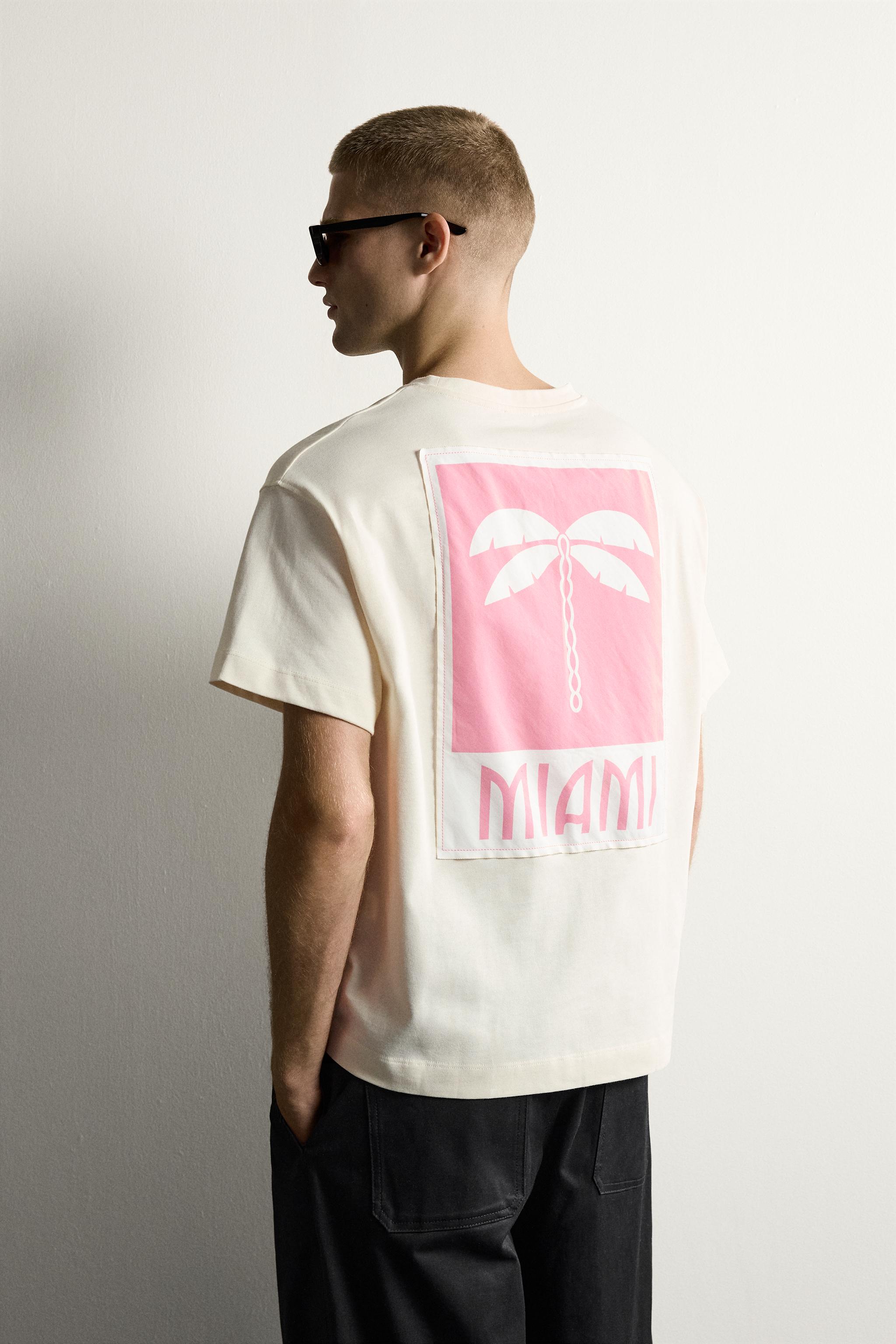Мужские футболки Zara MIAMI PATCH RELAXED FIT T-SHIRT — фото 3