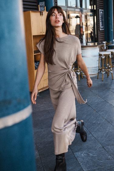 SOFT MIDI SKIRT - Mink marl by Zara